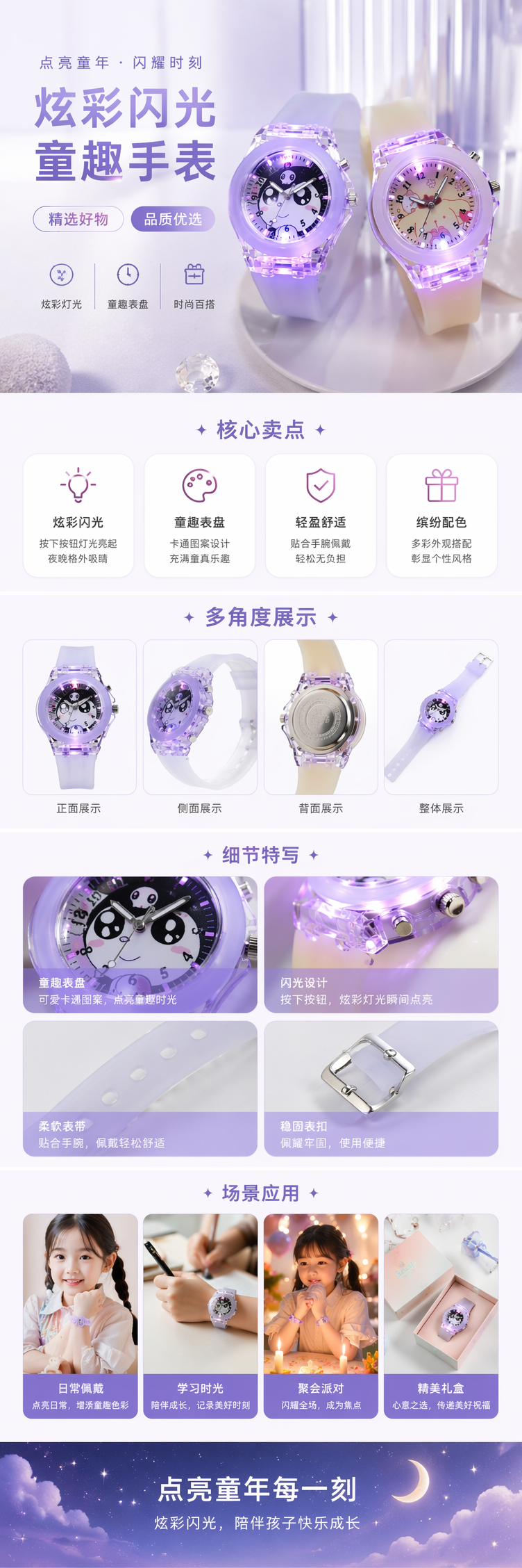 发光透明表壳手表男女士时尚简约石英腕表 pic 1