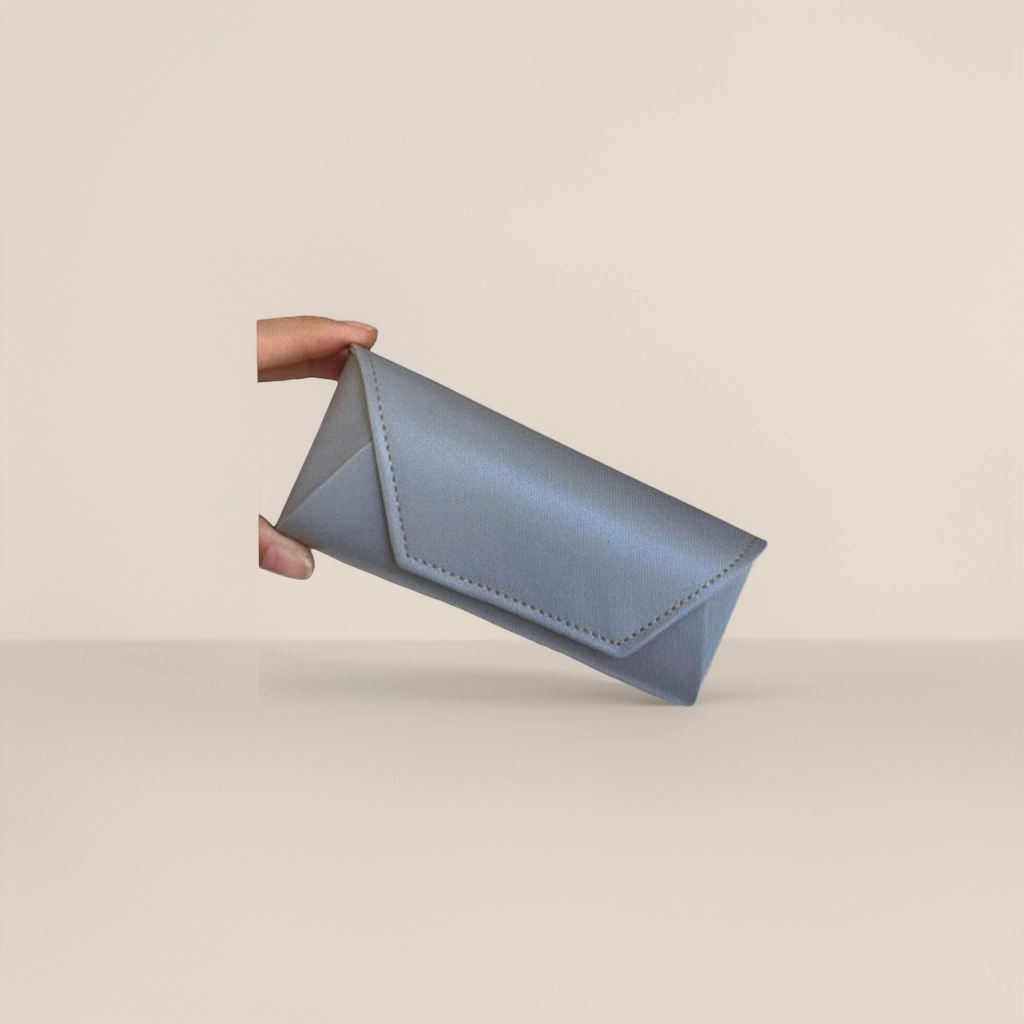 علبة نظارات جلدية رمادية خفيفة محمولة Specification image