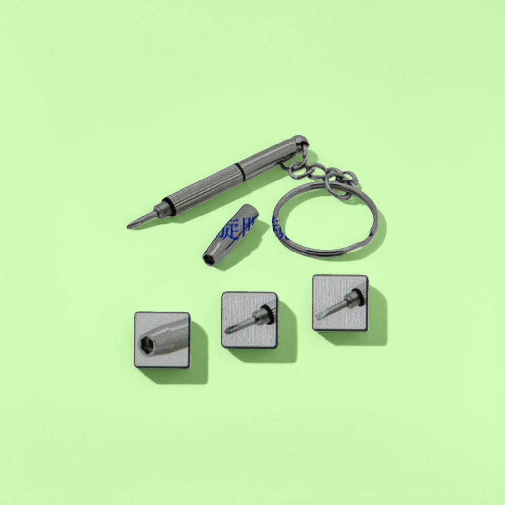 Silver multi-purpose screwdriver keychain portable multi-functional hardware tool Application Scenario