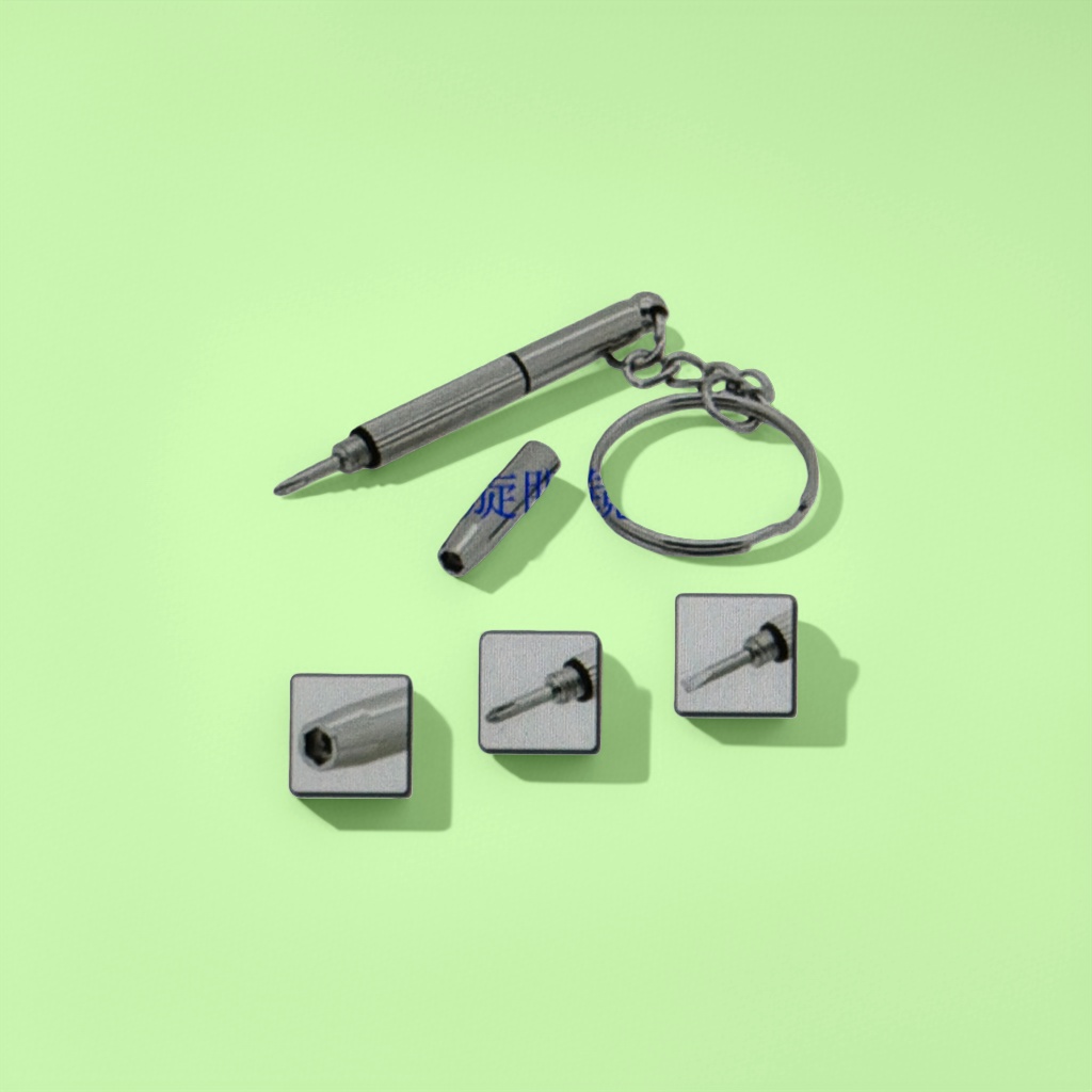 Silver multi-purpose screwdriver keychain portable multi-functional hardware tool