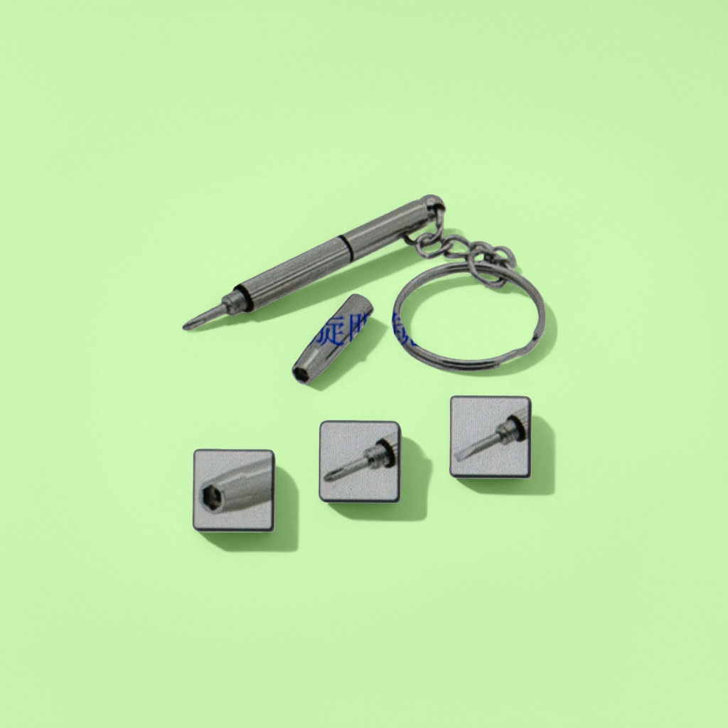 Silver multi-purpose screwdriver keychain portable multi-functional hardware tool details Picture