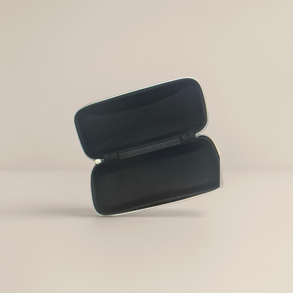 Black eyeglass case with thickened PU leather, a special anti-pressure eyeglass case for car travel details Picture