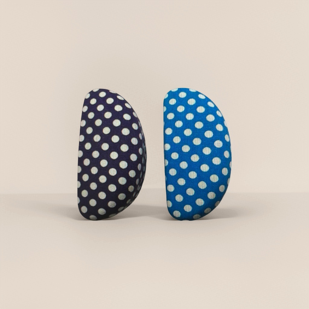 Deep blue and white polka dot glasses case details Picture