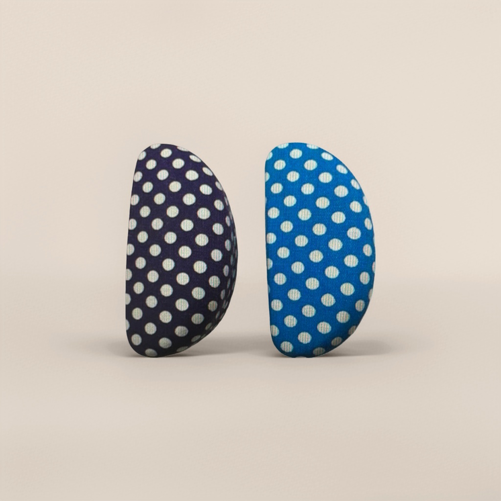 Deep blue and white polka dot glasses case