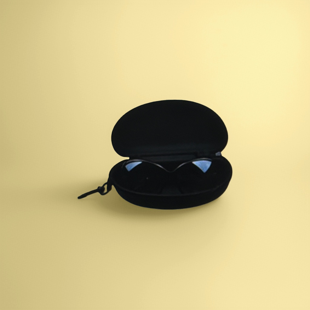 علبة نظارات سوداء مع نظارات شمسية واقية من الكش محمولة Specification image