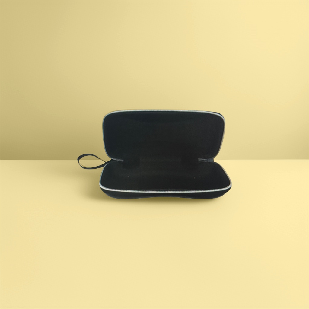 Black glasses case, simple and portable, scratch-resistant soft shell storage box details Picture