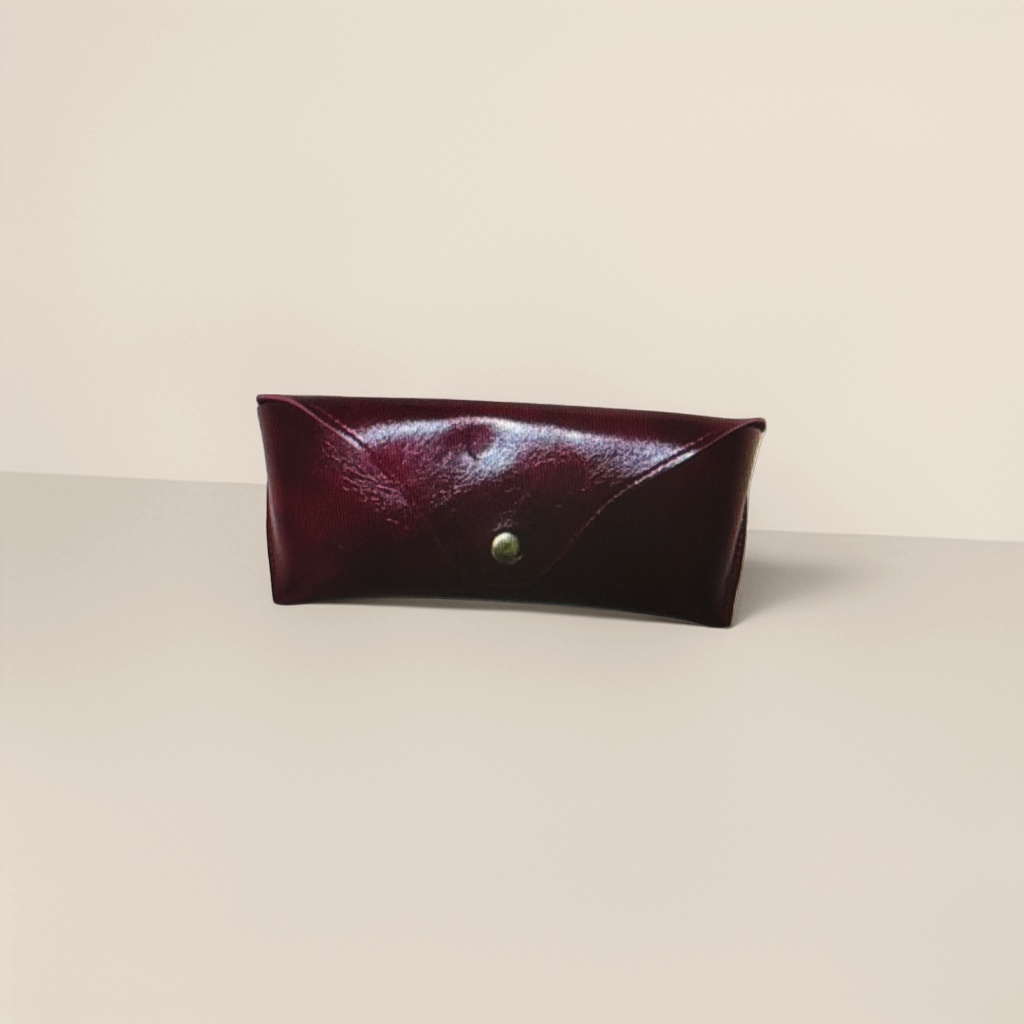 Wine red genuine leather eyeglass case, lightweight and scratch-resistant storage gift box Specification image