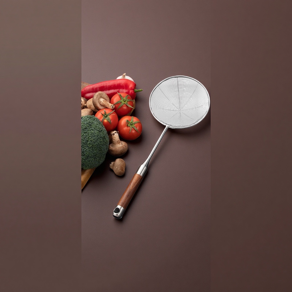 Silver stainless steel strainer, kitchen draining spoon, household filter spoon Specification image