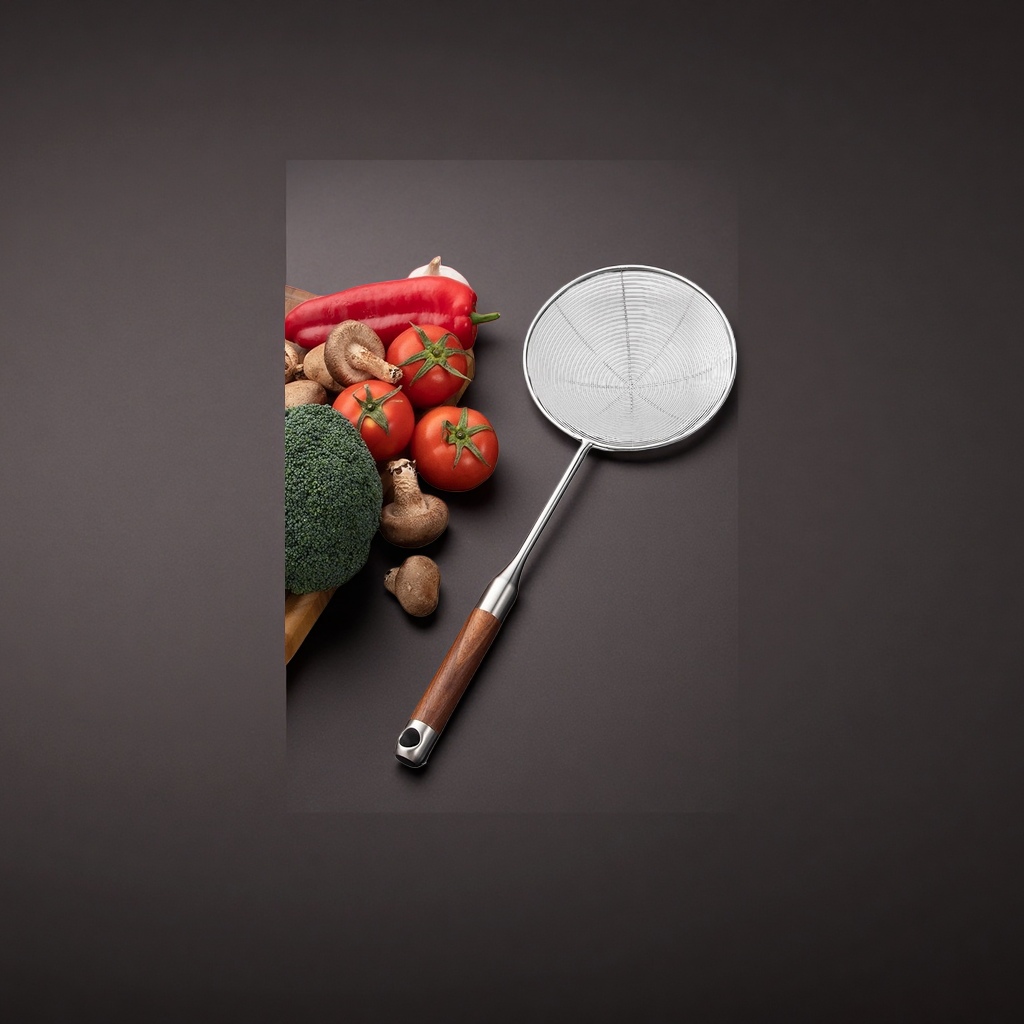 Silver stainless steel strainer, kitchen draining spoon, household filter spoon details Picture