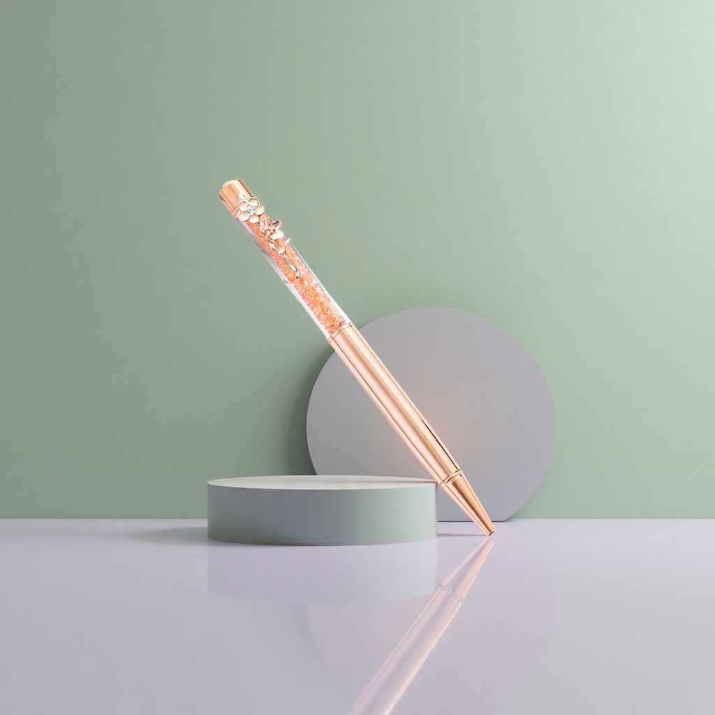 Rose gold crystal pen, fashionable metallic texture signature pen, office stationery gift Application Scenario