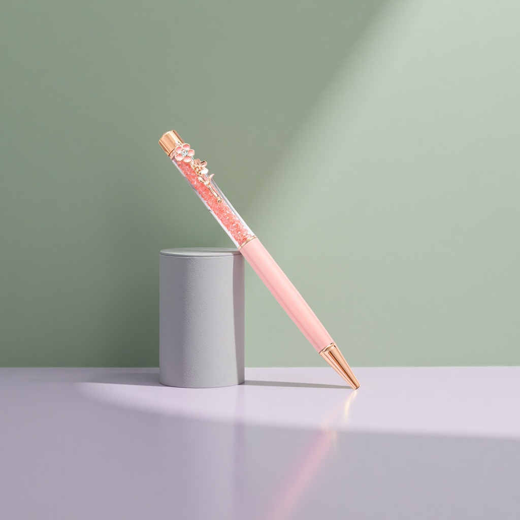 The pink crystal pen is a student-specific smooth writing pen and office stationery that is simple and fashionable Application Scenario