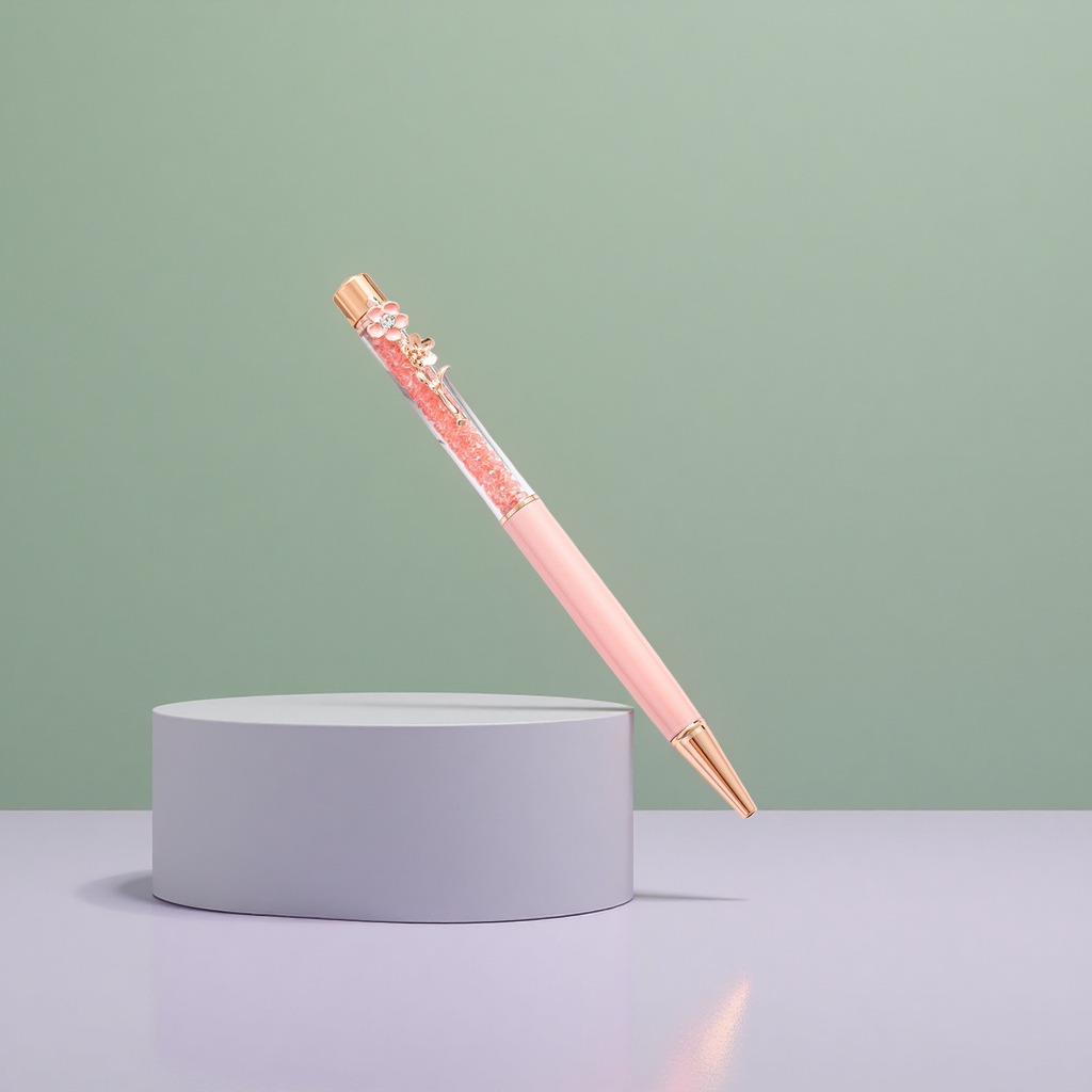 The pink crystal pen is a student-specific smooth writing pen and office stationery that is simple and fashionable Specification image