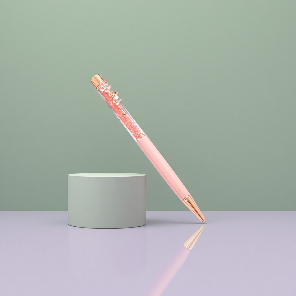 The pink crystal pen is a student-specific smooth writing pen and office stationery that is simple and fashionable details Picture