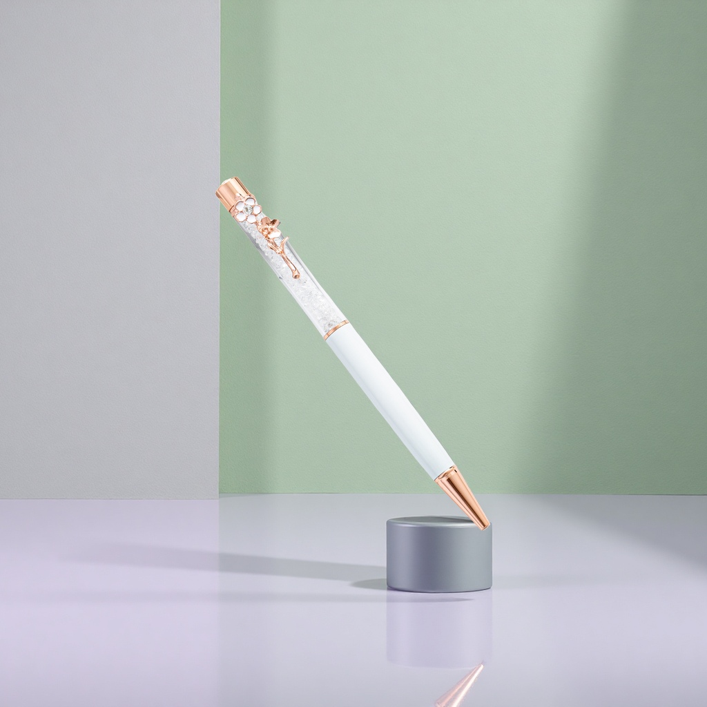 Rose gold decorated crystal pen, a simple and fashionable office writing tool Specification image