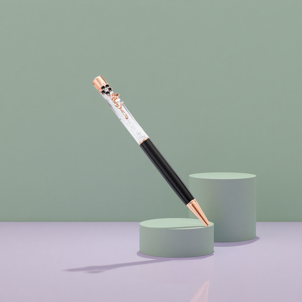 Rose gold decorated crystal pen, a fashionable office writing tool, in an exquisite gift box Application Scenario