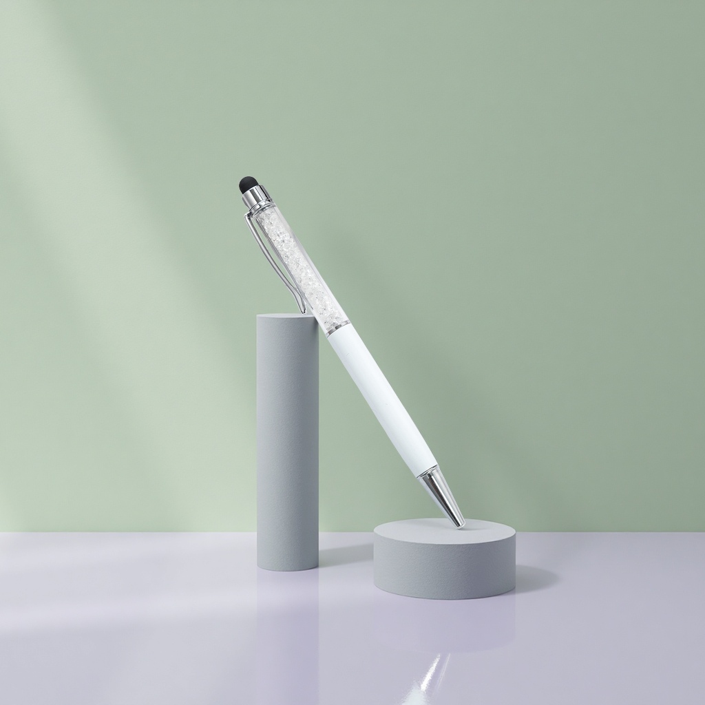 قلم بلوري فضي اللون، قلم أبيض Specification image