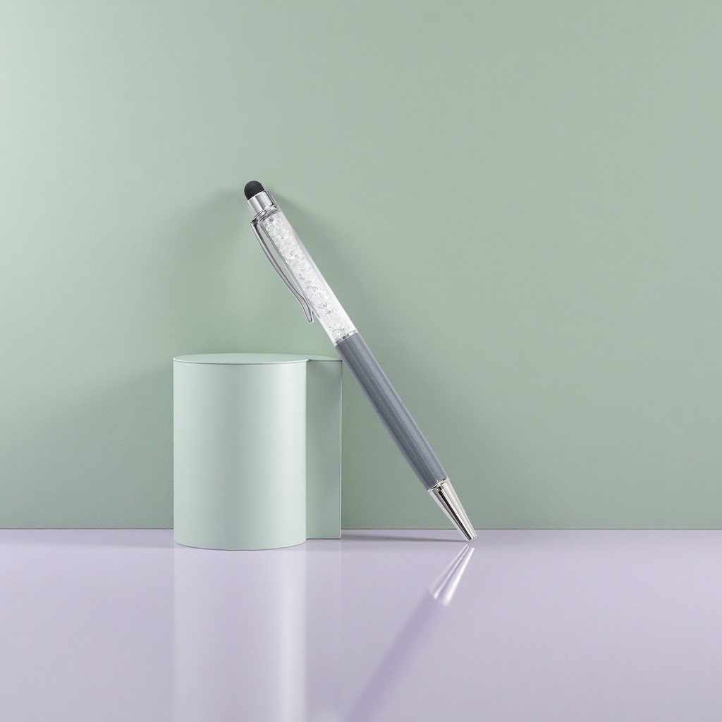 The grey crystal pen is a fashionable and simple office writing tool Specification image