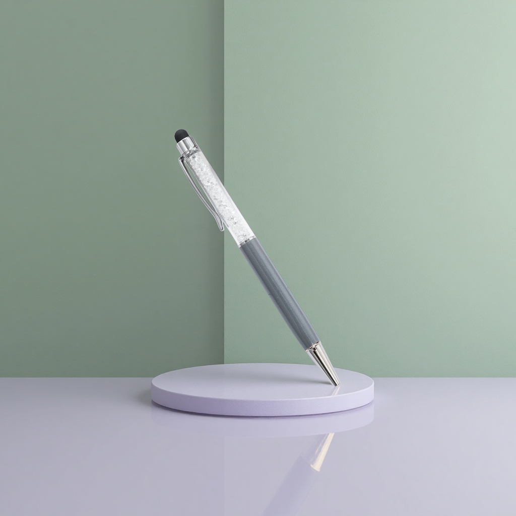 The grey crystal pen is a fashionable and simple office writing tool details Picture