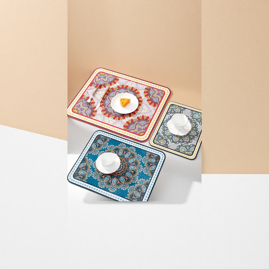 Colorful mandala pattern placemats, eco-friendly PVC material anti-slip and waterproof desktop protective pads