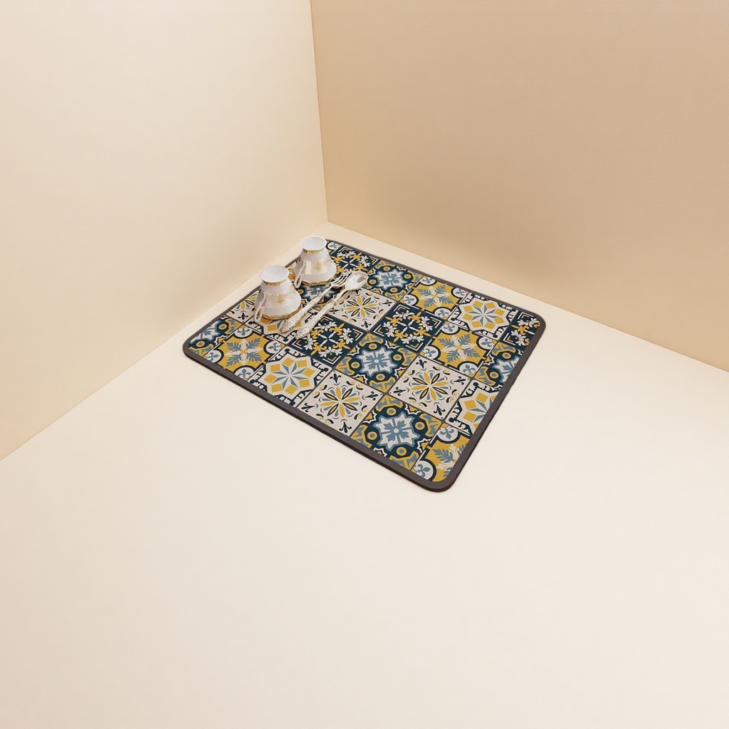 Colorful tile patterned kitchen anti-slip mat details Picture