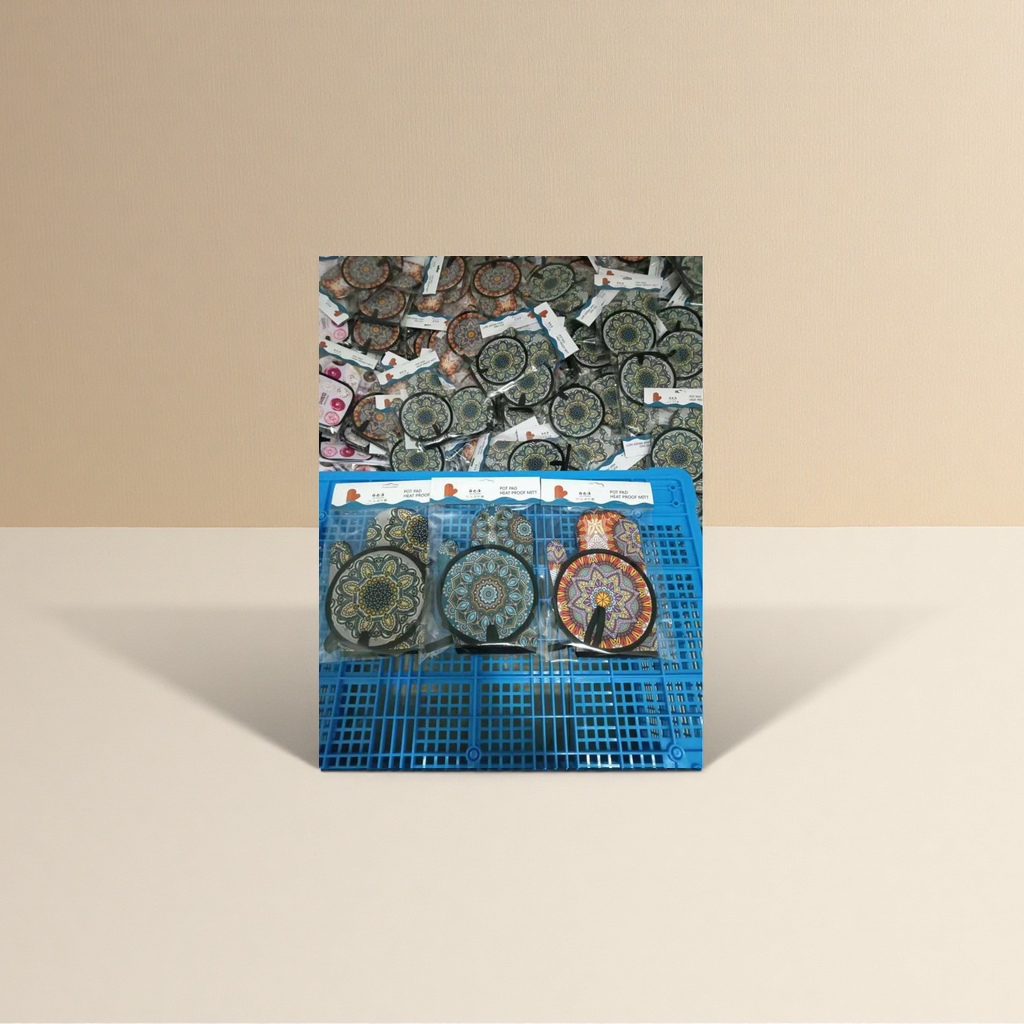 Colorful mandala pattern heat insulation pad and heat insulation glove set details Picture