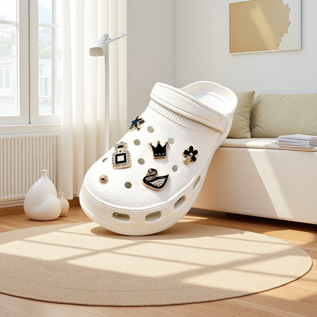 أحذية بيضاء مع أزرار للزينة Specification image