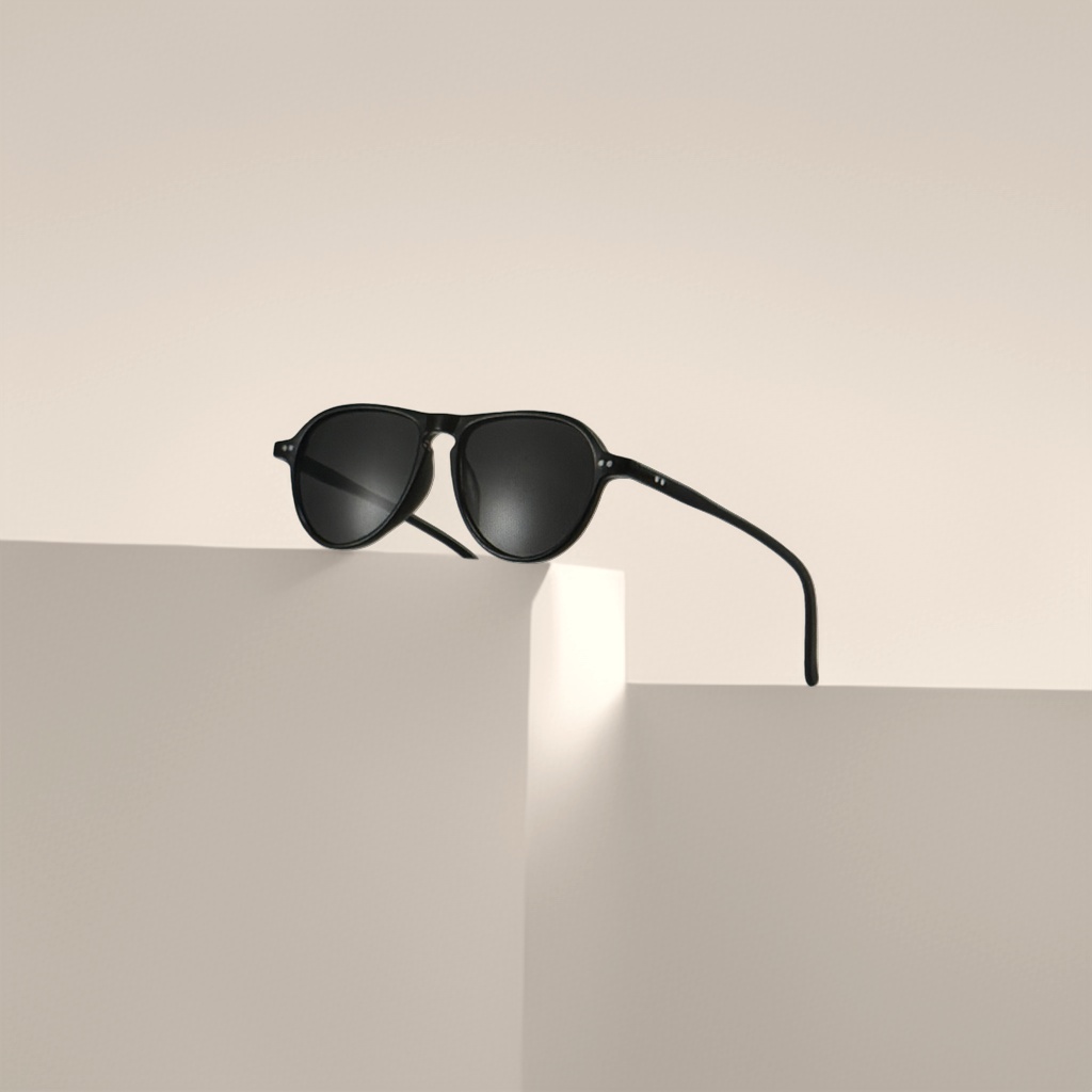 Black sunglasses with metal frames are lightweight and provide sun protection. They are essential for outdoor travel