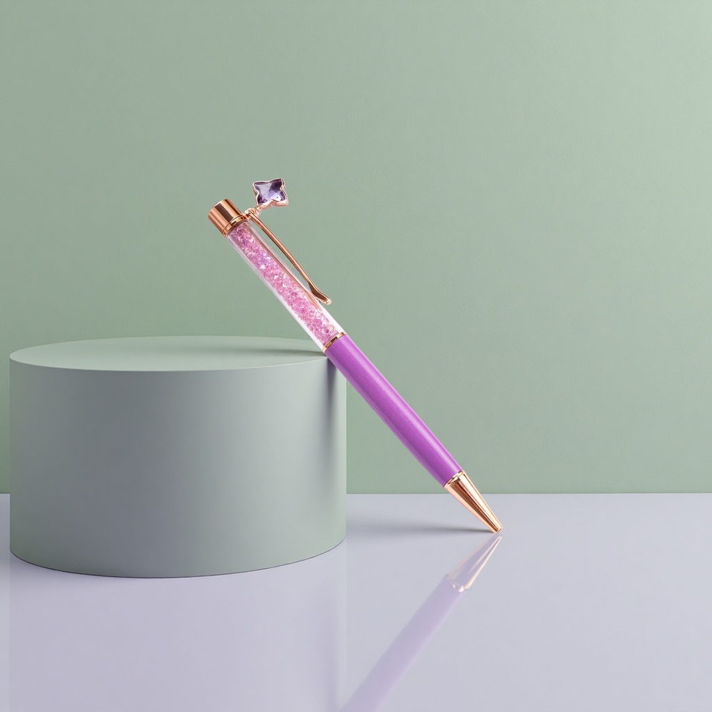 أقلام الزخرفة الأرجواني بالبلورة وأدوات الكتابة المكتبية المبتكرة Specification image