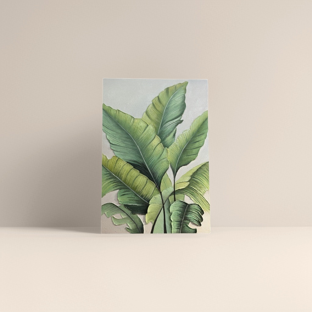 绿色植物叶片画作细节图
