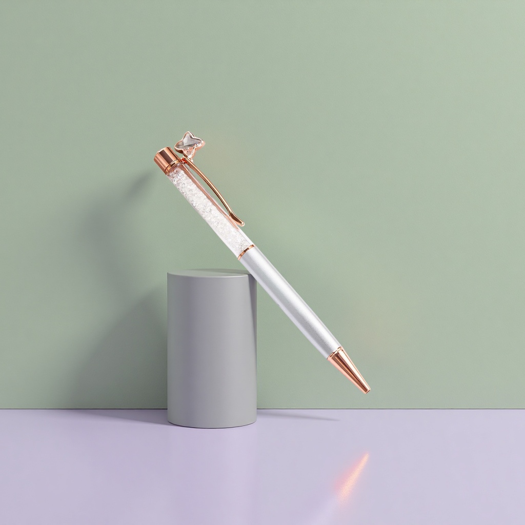 قلم مصنوع من الذهب والكريستال مزخرف بالمعادن، قلم مكتبي ذو شكل معدني Specification image