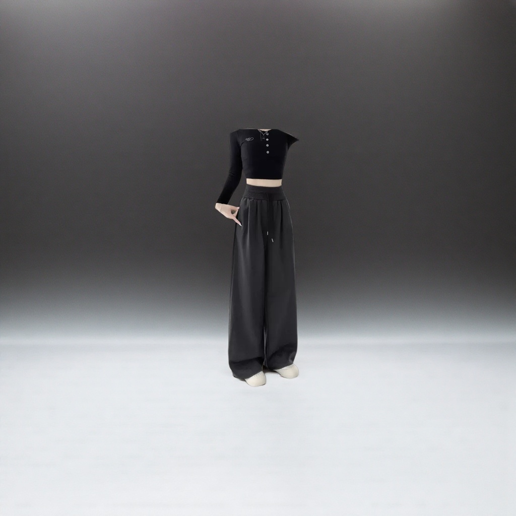 Dark grey wide-leg pants for women, high-waisted and slimming casual trousers Application Scenario