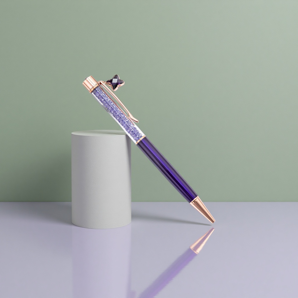 Purple crystal pen, creative writing stationery, office and study supplies details Picture