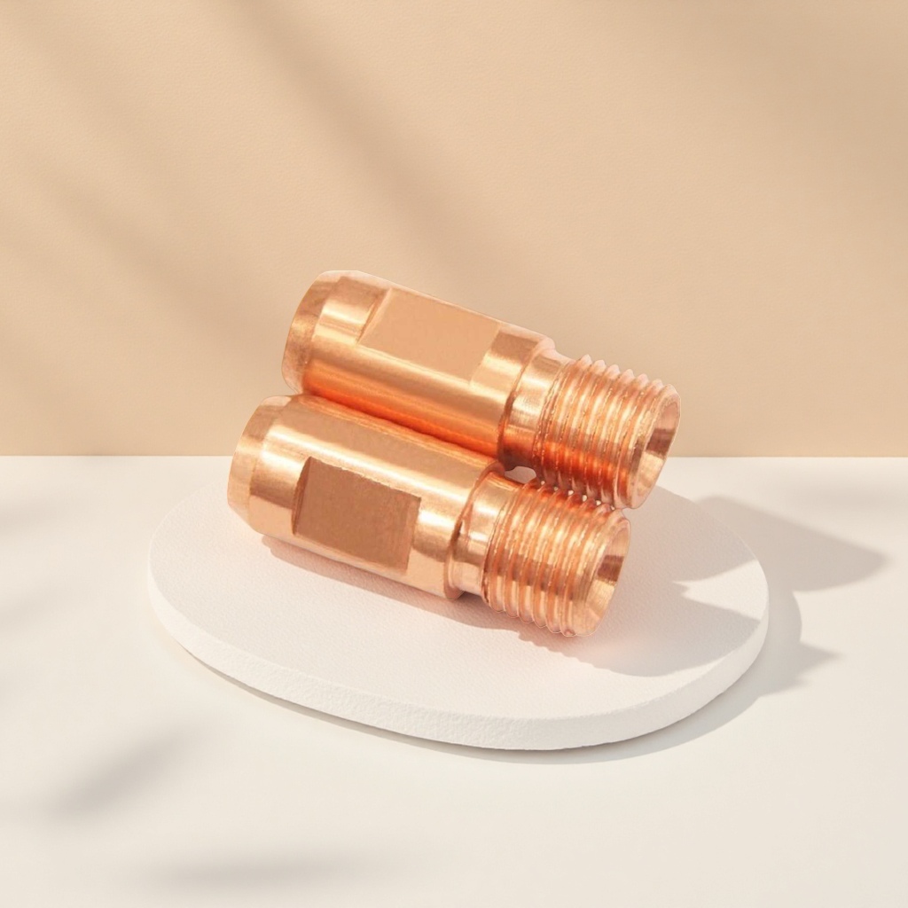 The copper-colored submerged arc welding conductive nozzle is compatible with various welding machines, resistant to high temperatures and wear, and has stable electrical conductivity details Picture
