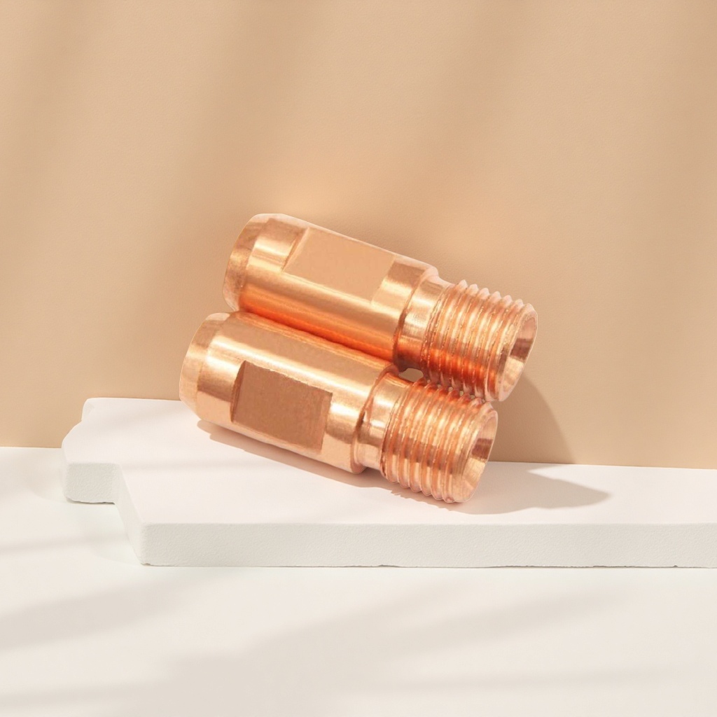 The copper-colored submerged arc welding conductive nozzle is compatible with various welding machines, resistant to high temperatures and wear, and has stable electrical conductivity