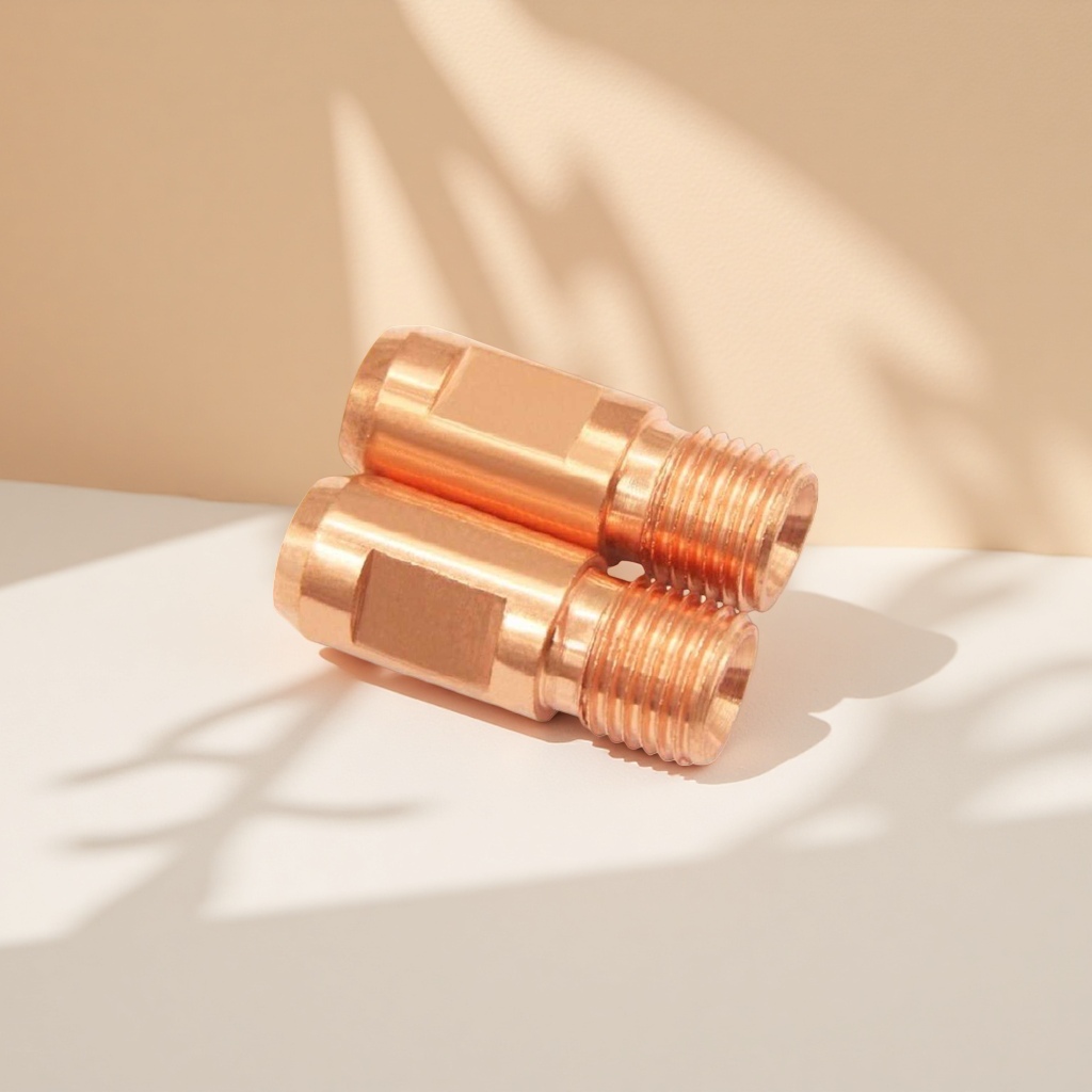 The copper-colored submerged arc welding conductive nozzle is compatible with various welding machines, resistant to high temperatures and wear, and has stable electrical conductivity Specification image