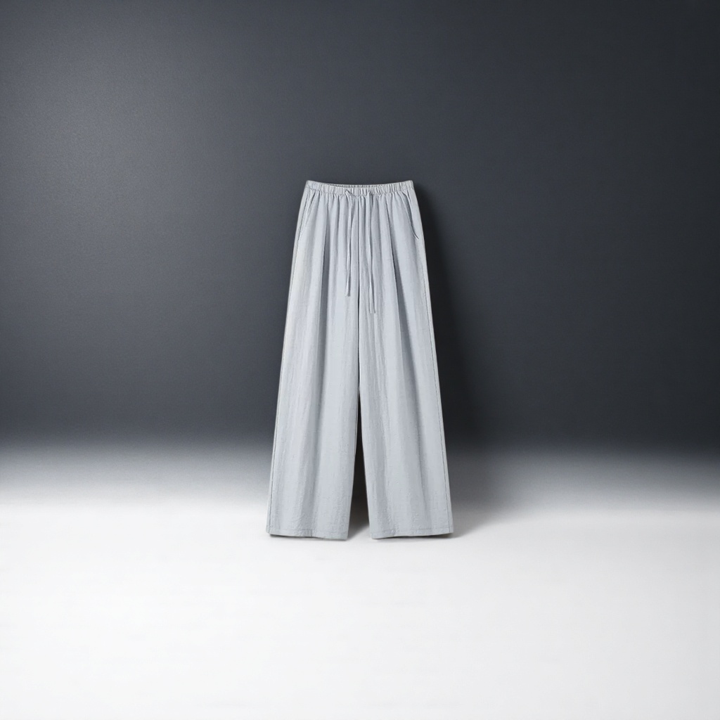 Light grey high-waisted wide-leg pants with a slimming feel, loose and casual trousers for women Specification image