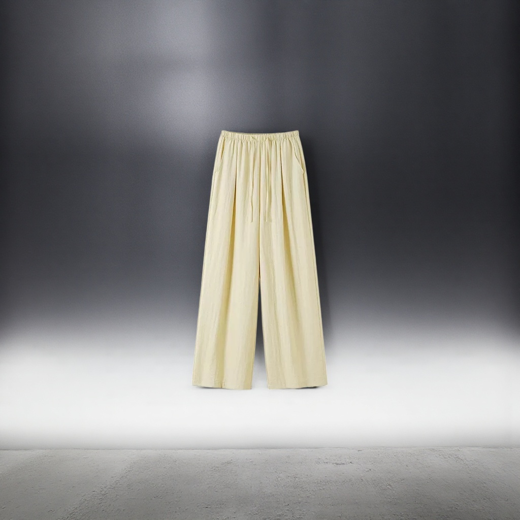 Beige high-waisted wide-leg pants with a slimming feel, casual loose nine-inch pants for women Application Scenario