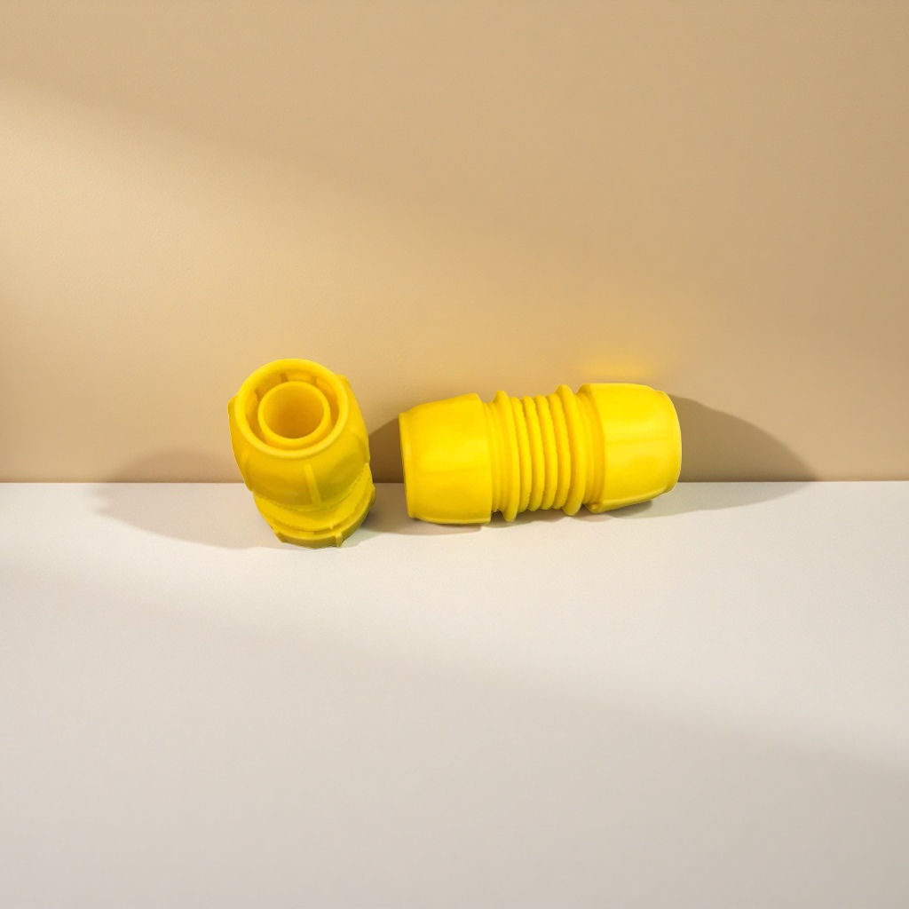 Yellow plastic pipe fittings, PVC material straight-through three-way elbow joint set, suitable for home decoration projects Specification image