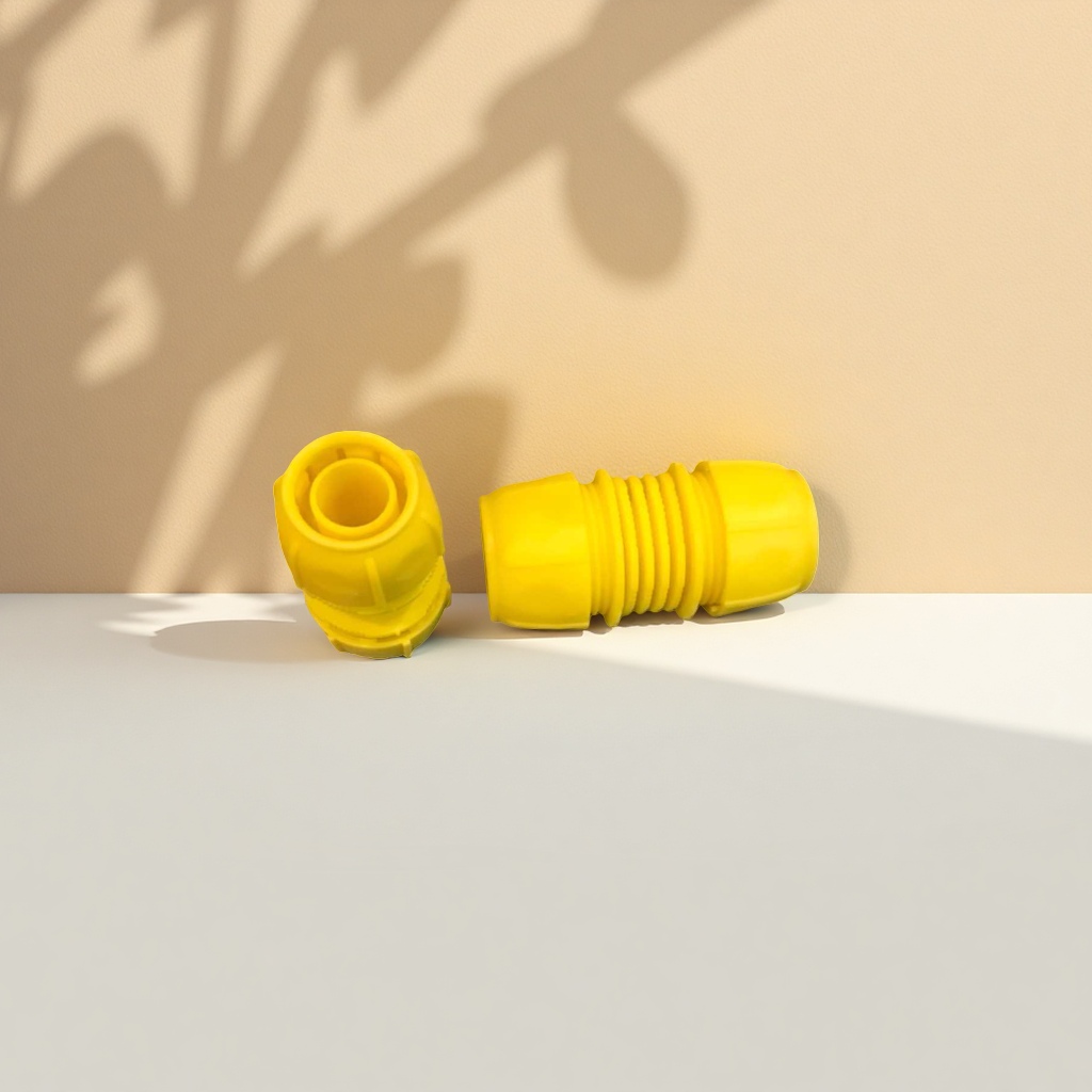 Yellow plastic pipe fittings, PVC material straight-through three-way elbow joint set, suitable for home decoration projects Application Scenario