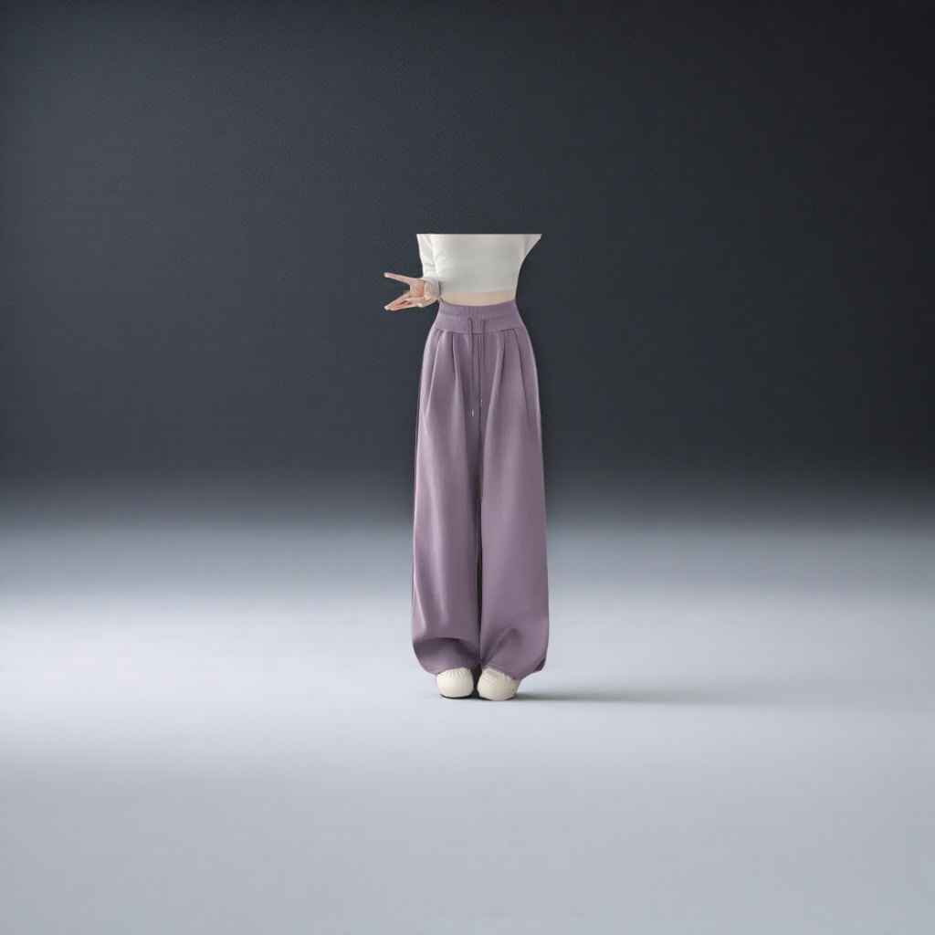 Purple high-waisted wide-leg pants with a slimming feel and versatile casual trousers Specification image