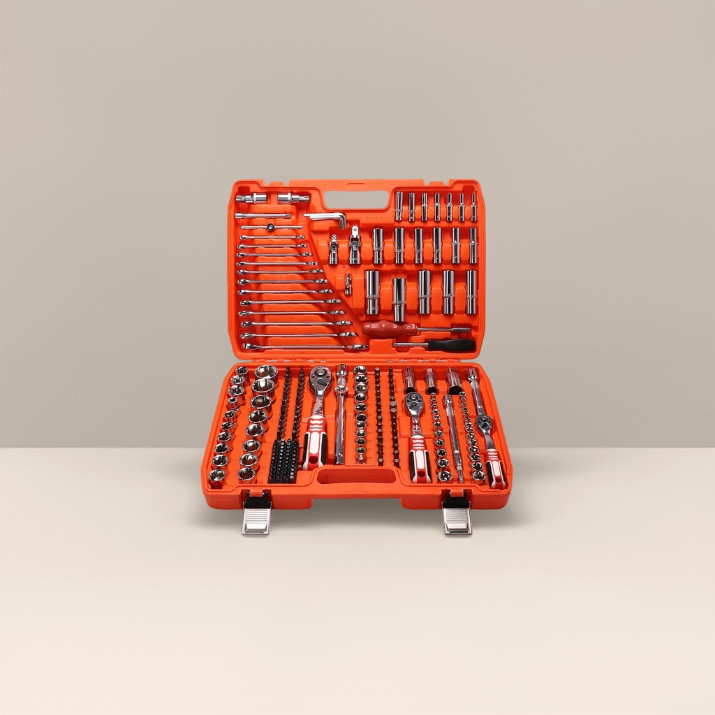 مجموعة أدوات معدنية من صندوق الأدوات البرتقالي Specification image