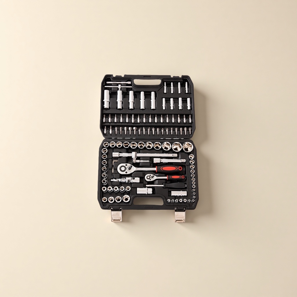 مجموعة أدوات سوداء تحتوي على مجموعات لولب معدنية Specification image