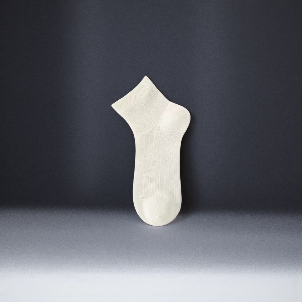 White knitted short socks, breathable and sweat-absorbent, made of pure cotton, unisplicate Specification image