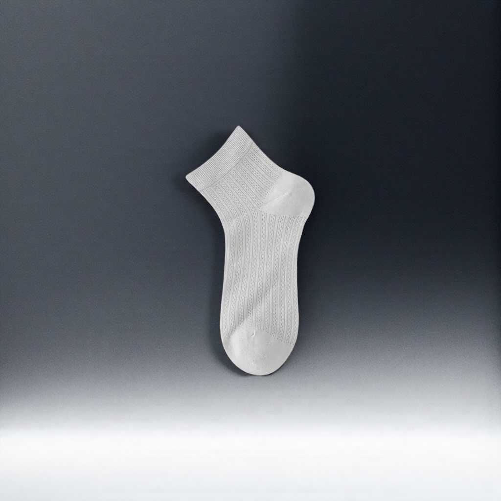 White striped short socks made of pure cotton, sweat-absorbing and breathable, both men's and women's basic style