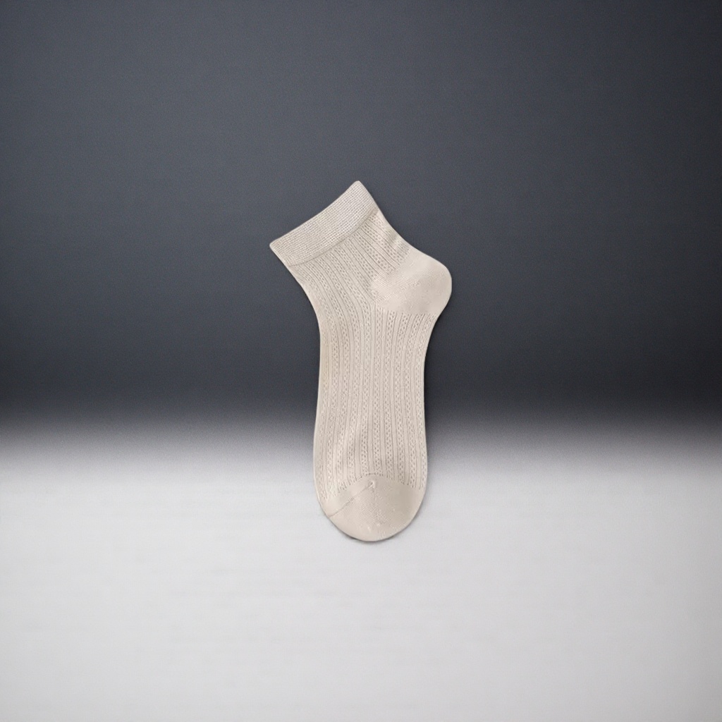 Off-white knitted short socks for women, all-in-one pure cotton breathable mid-calf socks Specification image