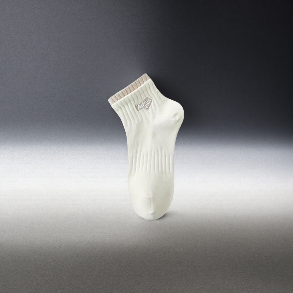 Beige vertical striped pure cotton short socks for both men and women, sweat-absorbent and breathable Specification image