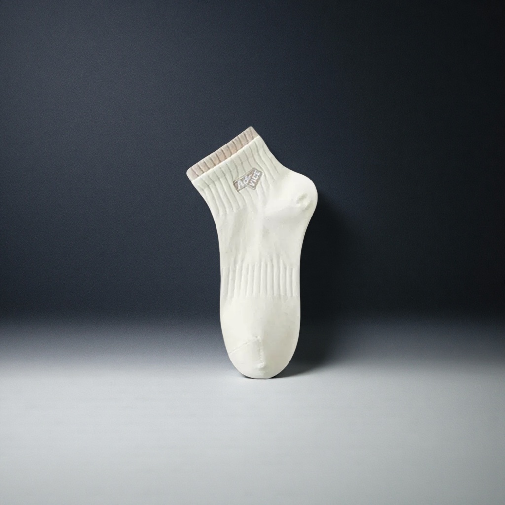 Beige vertical striped pure cotton short socks for both men and women, sweat-absorbent and breathable Application Scenario