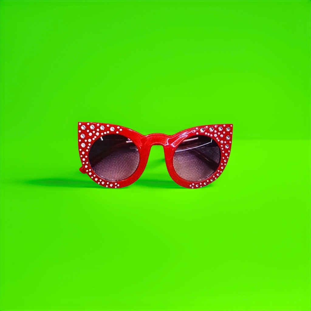Red diamond-encrusted cat-eye sunglasses, fashionable UV-resistant polarized sunglasses details Picture