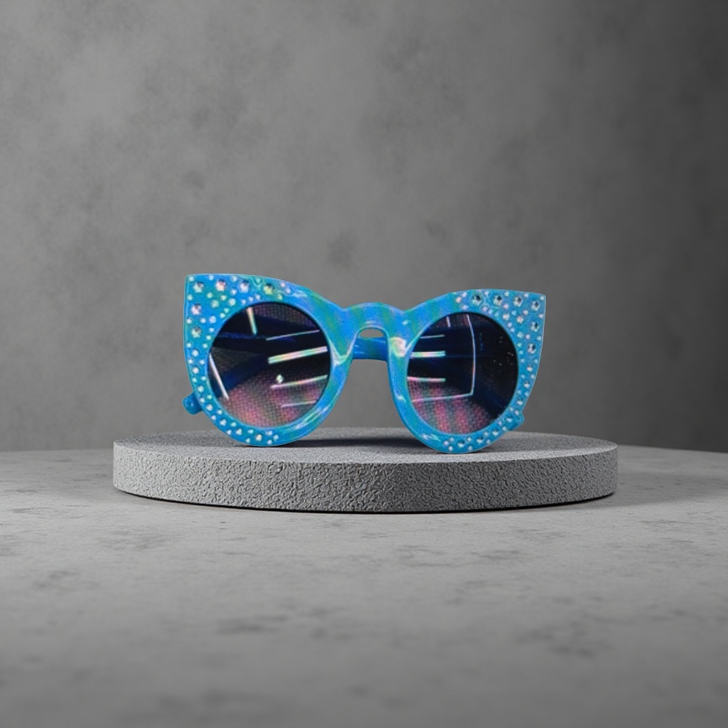 Blue diamond-encrusted cat-eye sunglasses, fashionable UV-resistant polarized sunglasses Specification image