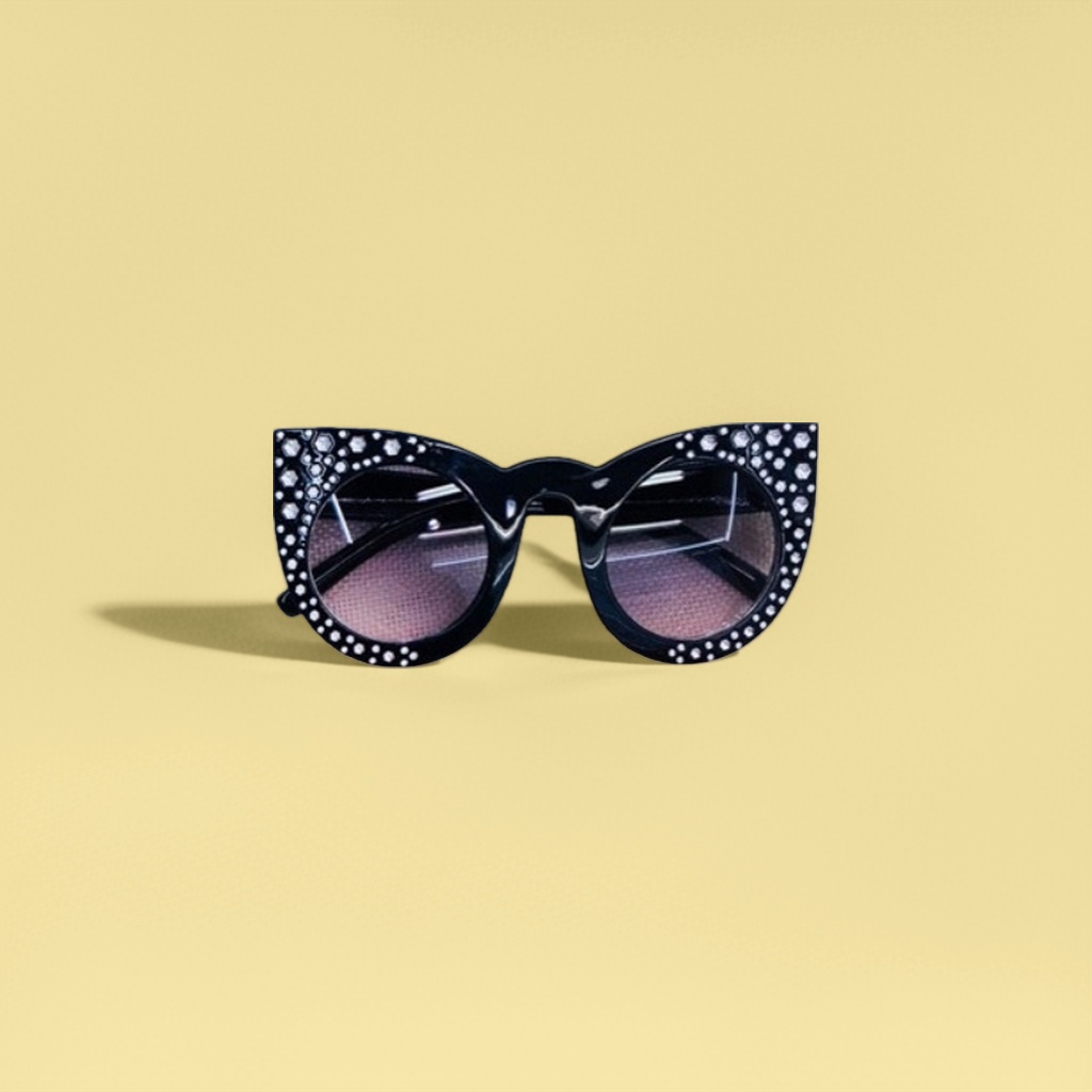 Black diamond-encrusted cat-eye sunglasses, fashionable UV-resistant polarized sunglasses Specification image